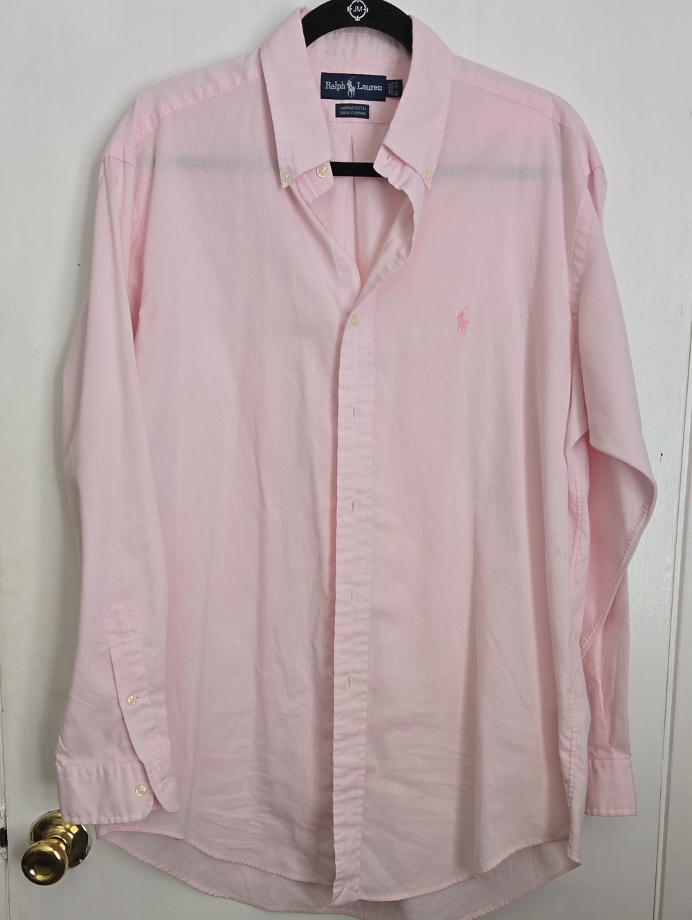 Ralph Lauren Pale Pink Button-Down Shirt with Pink Pony Sz L (16-34)